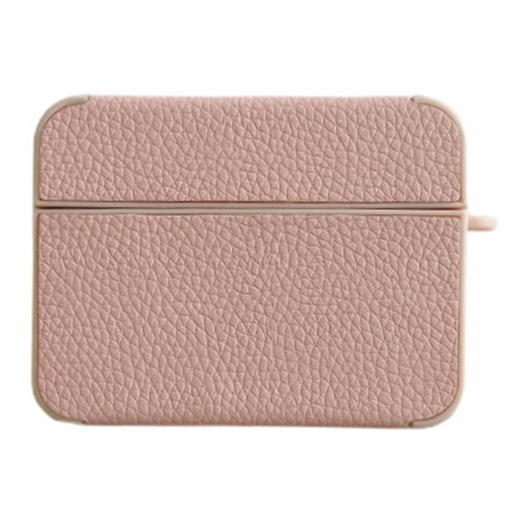 For Apple AirPods 3 Litchi Texture PU Leather TPU Case Bluetooth Headset Charging Case Cover - Pink