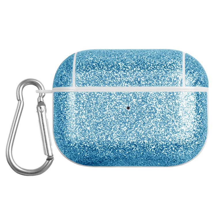 For Apple AirPods Pro Charging Case Cover Glitter TPU+PU Protective Headset Case - Blue