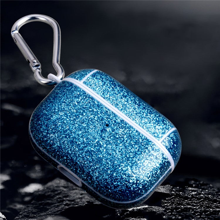 For Apple AirPods Pro Charging Case Cover Glitter TPU+PU Protective Headset Case - Blue