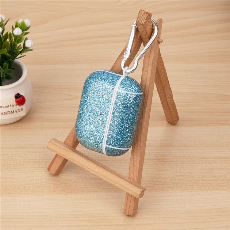 For Apple AirPods Pro Charging Case Cover Glitter TPU+PU Protective Headset Case - Blue