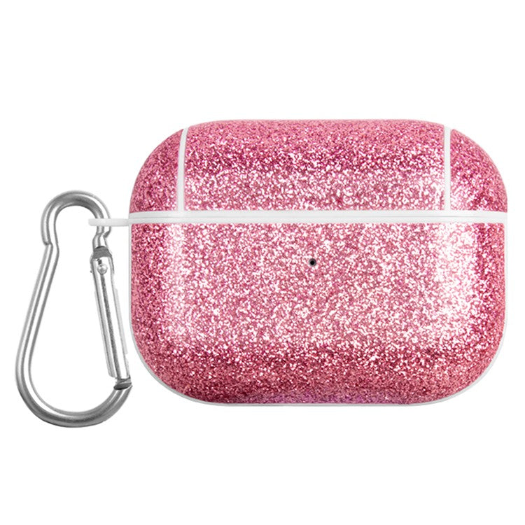 For Apple AirPods Pro Charging Case Cover Glitter TPU+PU Protective Headset Case - Rose