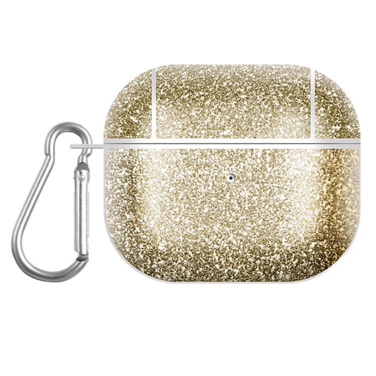 Glitter TPU+PU Case for Apple AirPods 3 Bluetooth Headset Charging Case Protective Cover - Gold