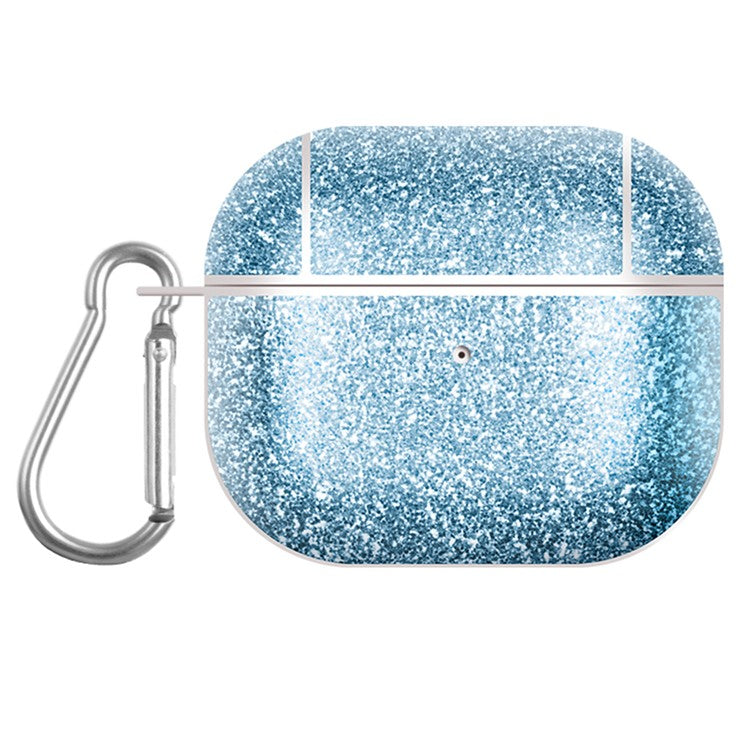 Glitter TPU+PU Case for Apple AirPods 3 Bluetooth Headset Charging Case Protective Cover - Blue