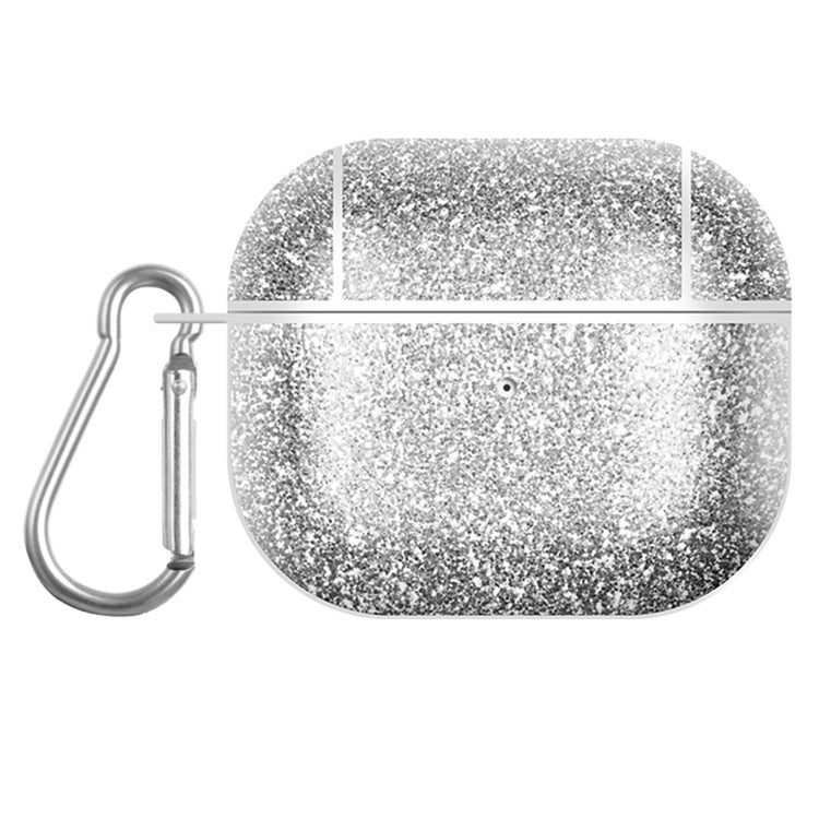 Glitter TPU+PU Case for Apple AirPods 3 Bluetooth Headset Charging Case Protective Cover - Silver