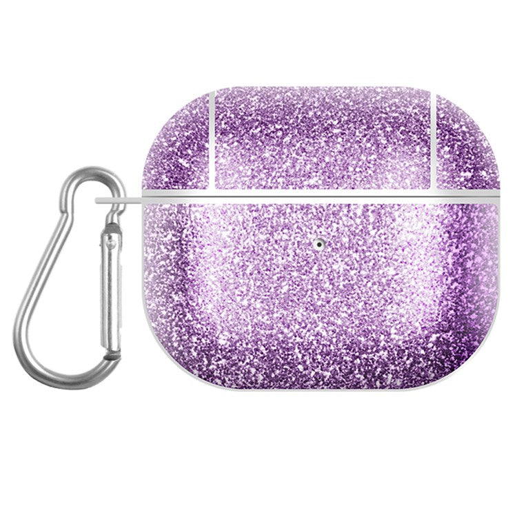 Glitter TPU+PU Case for Apple AirPods 3 Bluetooth Headset Charging Case Protective Cover - Purple