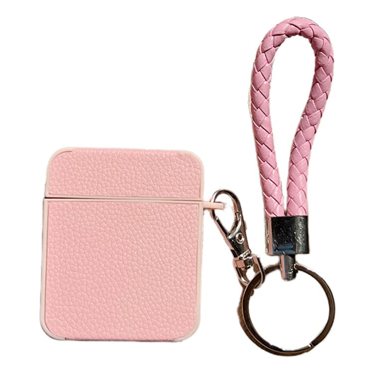 Earphone Case for Apple AirPods with Charging Case (2016) / (2019) / AirPods with Wireless Charging Case (2019) Leather+TPU Litchi Texture Cover - Pink