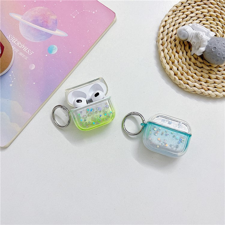 For Apple AirPods 3 Bluetooth Earphone PC Protective Cover Cute Glitter Anti-drop Case - Rose