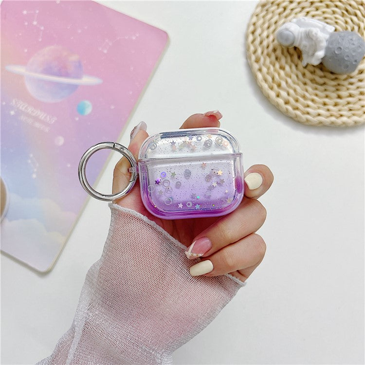 For Apple AirPods 3 Bluetooth Earphone PC Protective Cover Cute Glitter Anti-drop Case - Purple