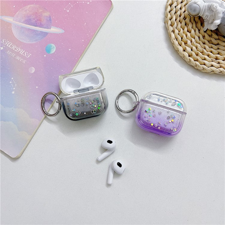 For Apple AirPods 3 Bluetooth Earphone PC Protective Cover Cute Glitter Anti-drop Case - Purple