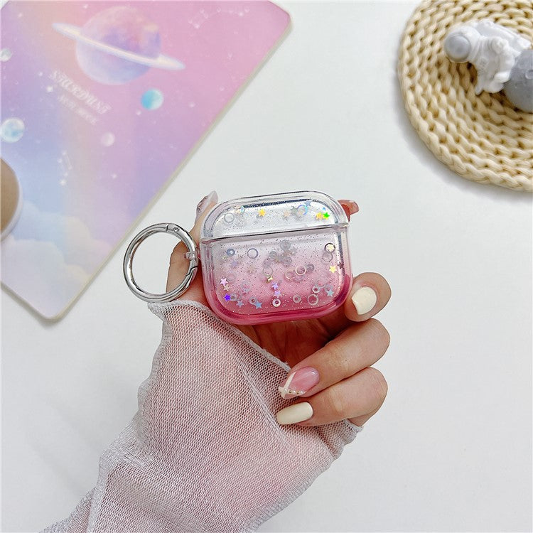 For Apple AirPods 3 Bluetooth Earphone PC Protective Cover Cute Glitter Anti-drop Case - Red