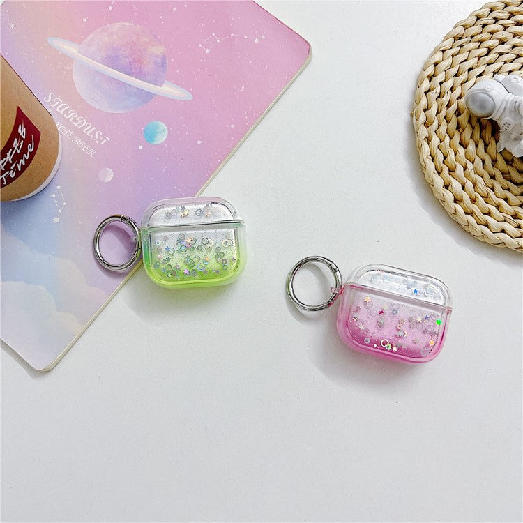 For Apple AirPods 3 Bluetooth Earphone PC Protective Cover Cute Glitter Anti-drop Case - Black