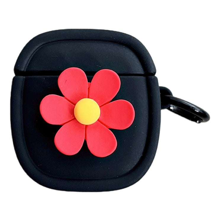 Silicone Case for Apple AirPods with Charging Case (2016) / (2019) / AirPods with Wireless Charging Case (2019) Flower Pattern Cover with Buckle - Black