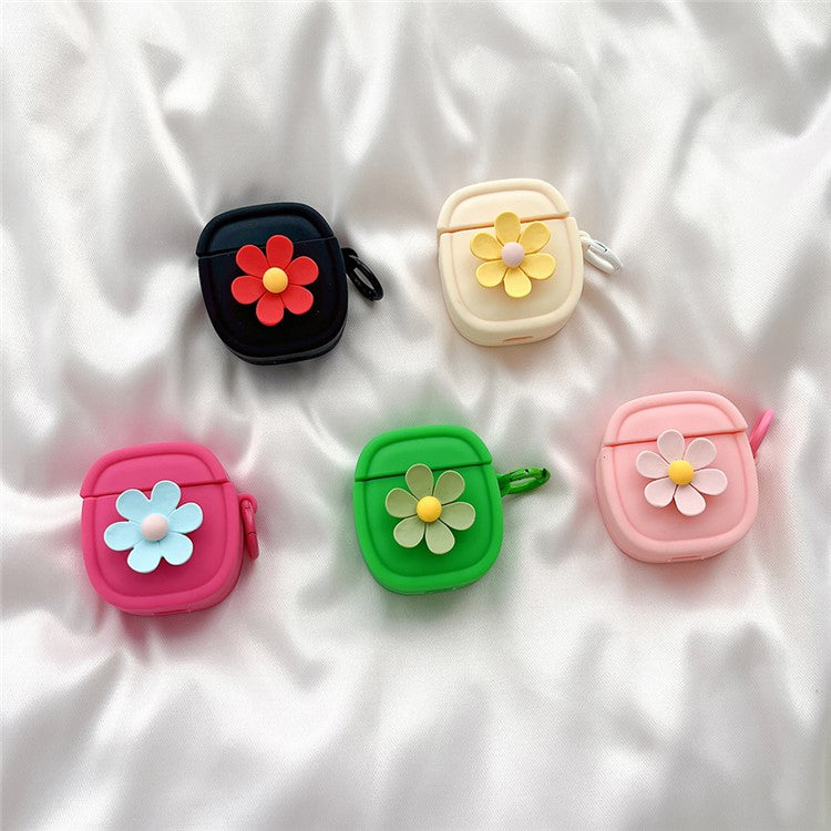 Silicone Case for Apple AirPods with Charging Case (2016) / (2019) / AirPods with Wireless Charging Case (2019) Flower Pattern Cover with Buckle - Black