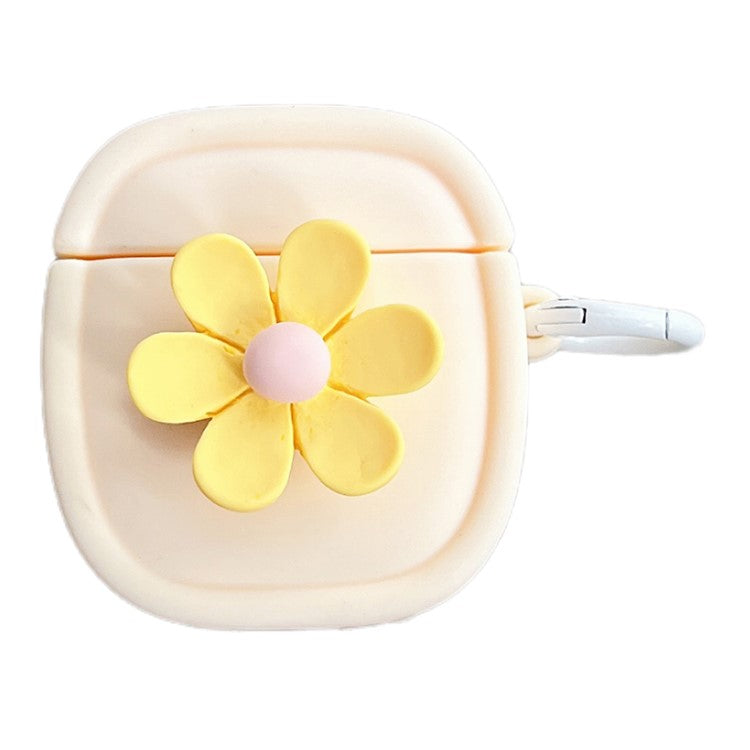 Silicone Case for Apple AirPods with Charging Case (2016) / (2019) / AirPods with Wireless Charging Case (2019) Flower Pattern Cover with Buckle - Beige