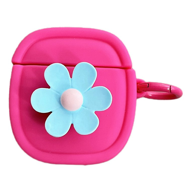 Silicone Case for Apple AirPods with Charging Case (2016) / (2019) / AirPods with Wireless Charging Case (2019) Flower Pattern Cover with Buckle - Rose