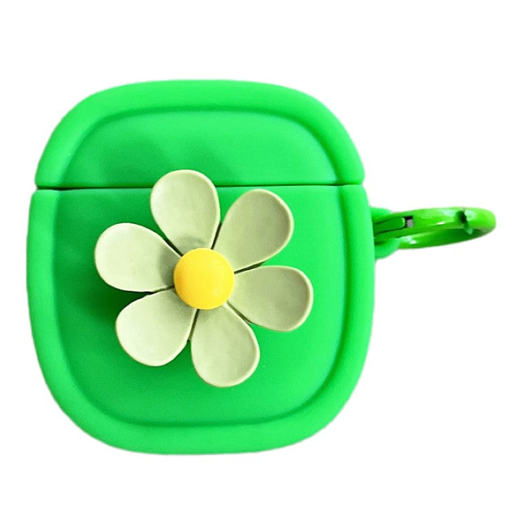 Silicone Case for Apple AirPods with Charging Case (2016) / (2019) / AirPods with Wireless Charging Case (2019) Flower Pattern Cover with Buckle - Green