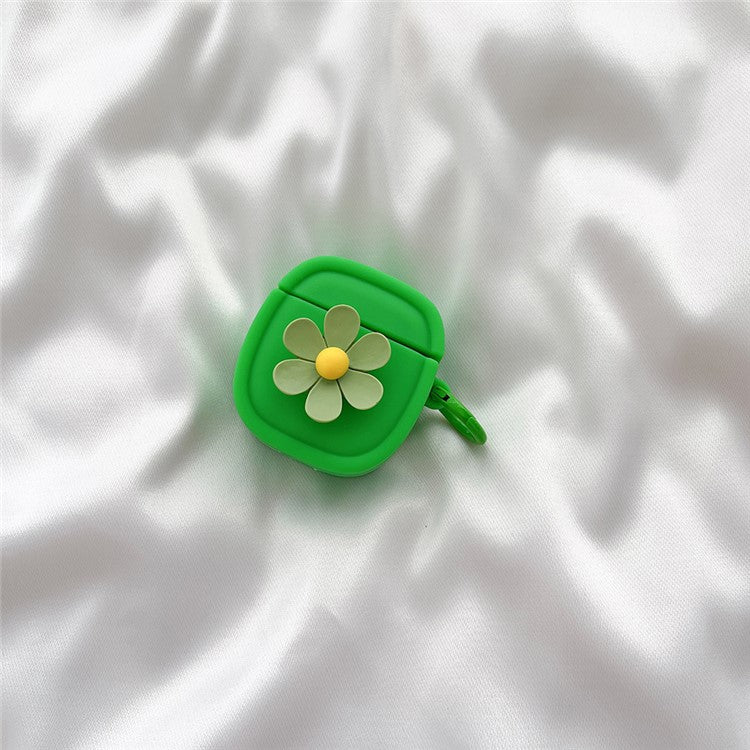 Silicone Case for Apple AirPods with Charging Case (2016) / (2019) / AirPods with Wireless Charging Case (2019) Flower Pattern Cover with Buckle - Green