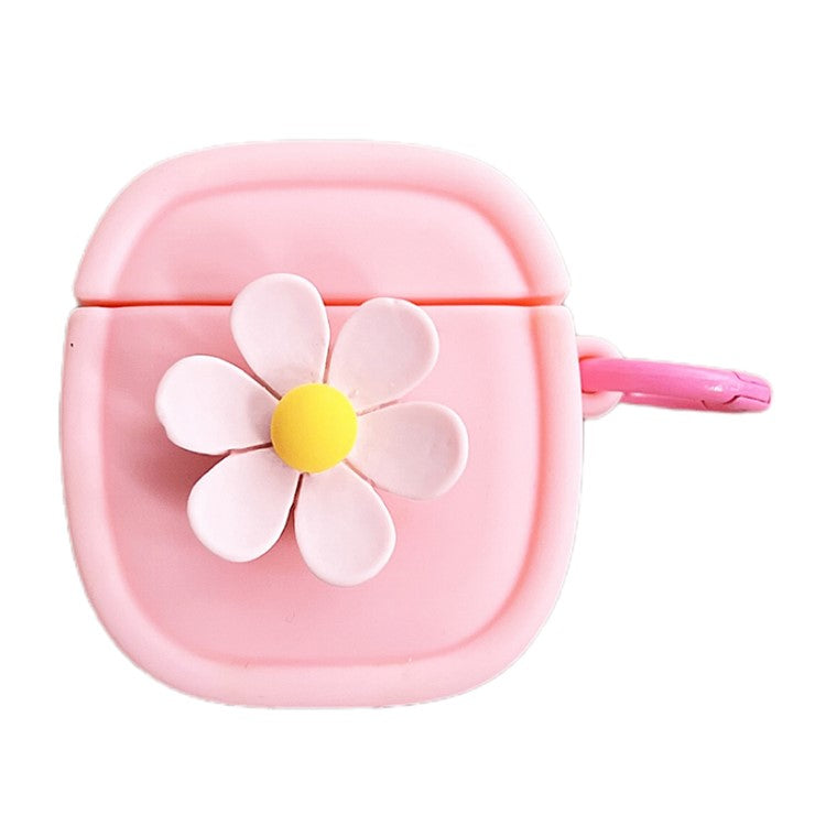 Silicone Case for Apple AirPods with Charging Case (2016) / (2019) / AirPods with Wireless Charging Case (2019) Flower Pattern Cover with Buckle - Pink