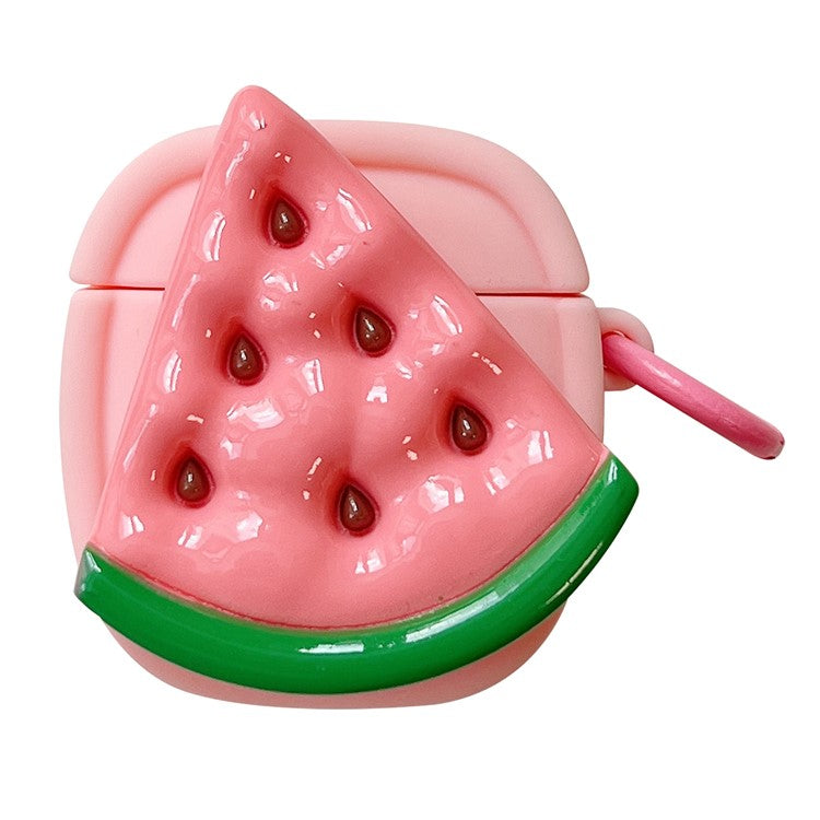 Creative Fruit Earphone Case for Apple AirPods with Charging Case (2016) / (2019) / AirPods with Wireless Charging Case (2019) Silicone Cover with Buckle - Watermelon