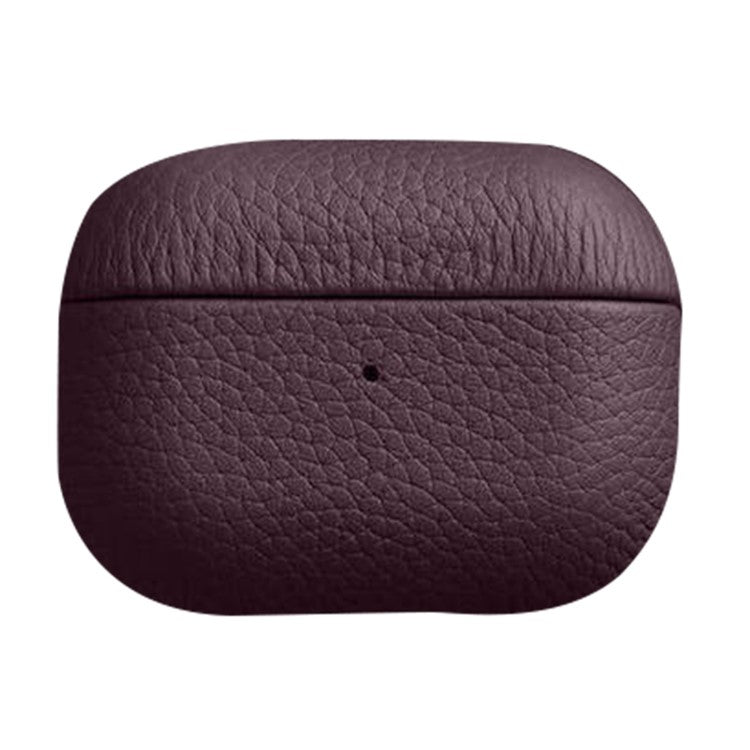 MELKCO For Apple AirPods Pro 2 Earbuds Case Genuine Cow Leather Coated PC Protective Sleeve Cover - Purple