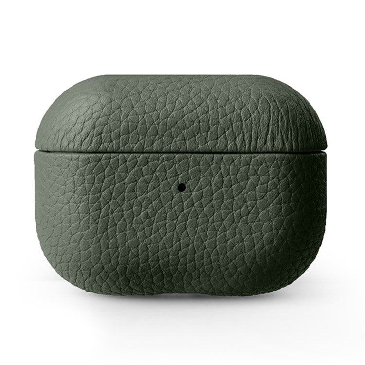 MELKCO For Apple AirPods Pro 2 Earbuds Case Genuine Cow Leather Coated PC Protective Sleeve Cover - Green