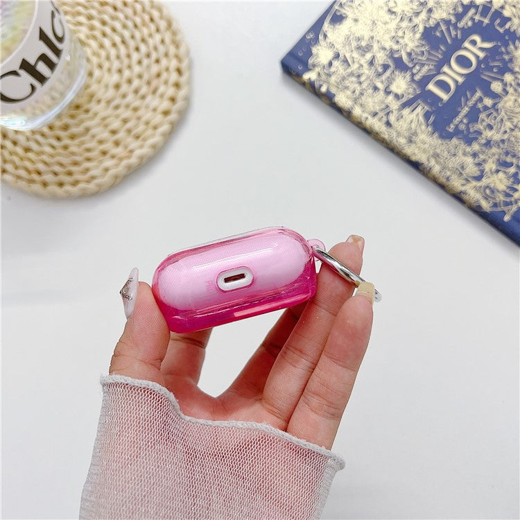 For Apple AirPods 3 Shockproof Epoxy PC Case Anti-Drop Bluetooth Earbuds Cover with Ring Buckle - Rose