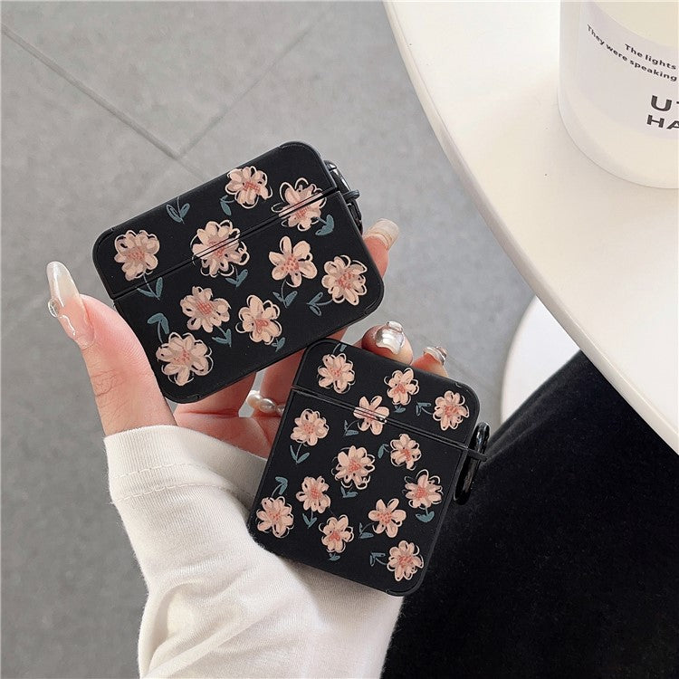 Daisy Pattern Earphone Case for Apple AirPods 3 , PU Leather Coated TPU Earbud Cover with Ring Buckle