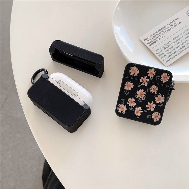 Earphone Case for Apple AirPods Pro / Pro 2 , Daisy Pattern Leather+TPU Bluetooth Earbud Cover with Ring Buckle