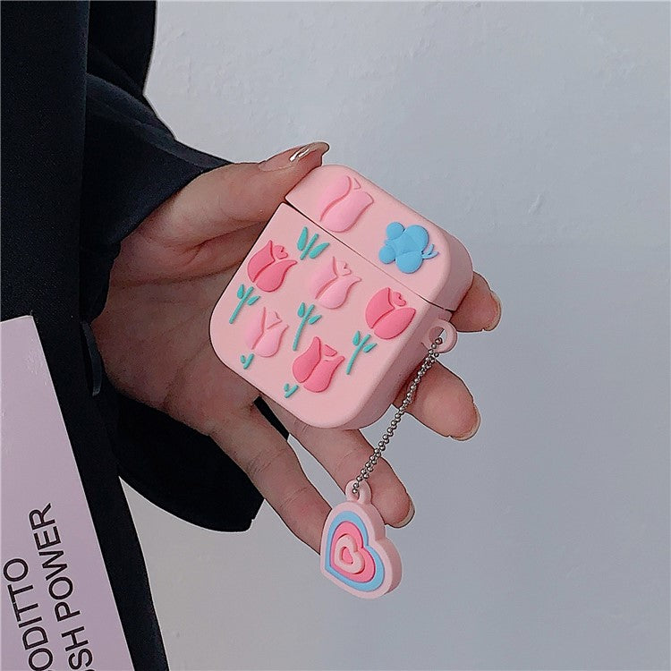 Silicone Case for Apple AirPods with Charging Case (2016) / (2019) / AirPods with Wireless Charging Case (2019) Earphone Cover with Pendant