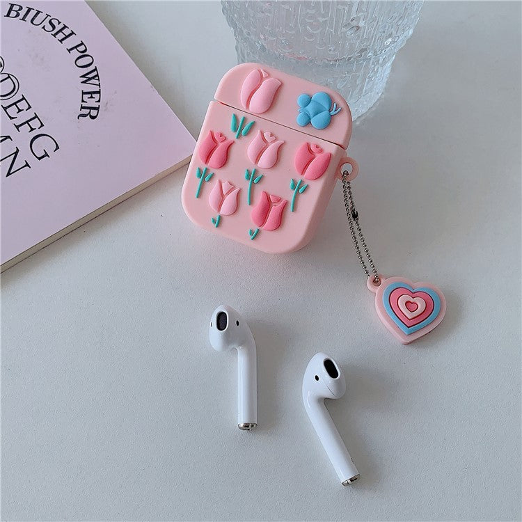 Silicone Case for Apple AirPods with Charging Case (2016) / (2019) / AirPods with Wireless Charging Case (2019) Earphone Cover with Pendant