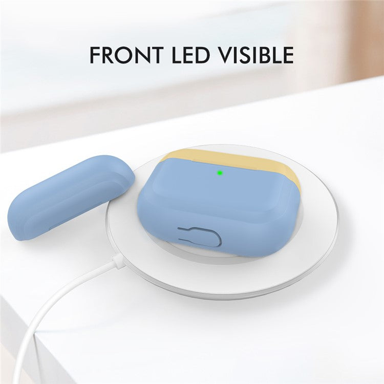 AHASTYLE PT-P2 For AirPods with Wireless Charging Case (2019) / AirPods with Charging Case (2019) / (2016) Splittable Silicone Cover - Lake Blue+Yellow