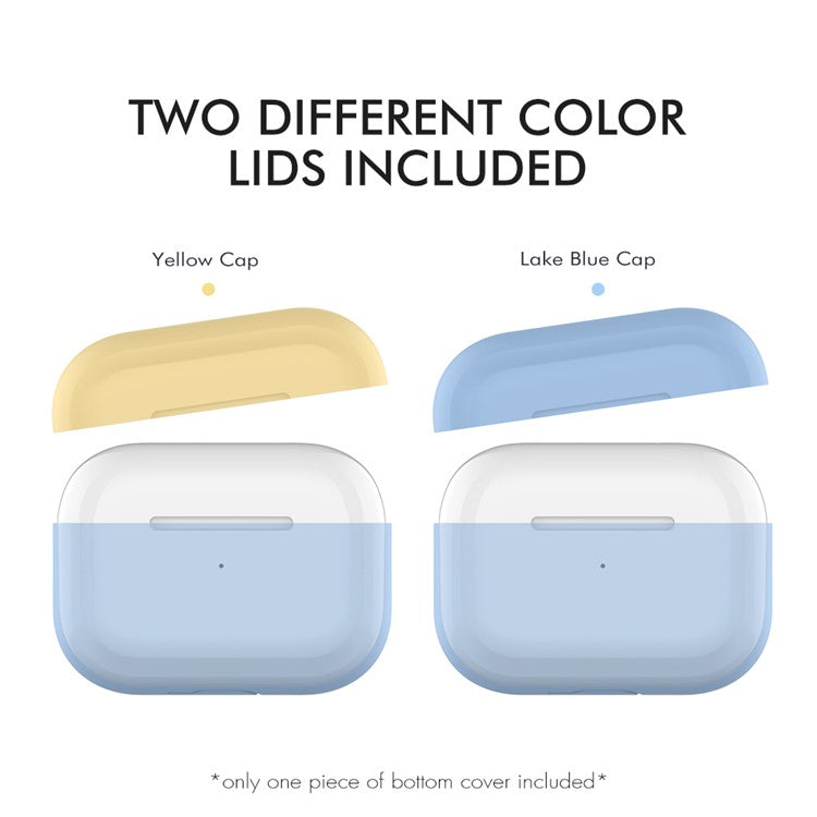 AHASTYLE PT-P2 For AirPods with Wireless Charging Case (2019) / AirPods with Charging Case (2019) / (2016) Splittable Silicone Cover - Lake Blue+Yellow