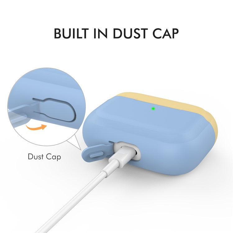 AHASTYLE PT-P2 For AirPods with Wireless Charging Case (2019) / AirPods with Charging Case (2019) / (2016) Splittable Silicone Cover - Lake Blue+Yellow