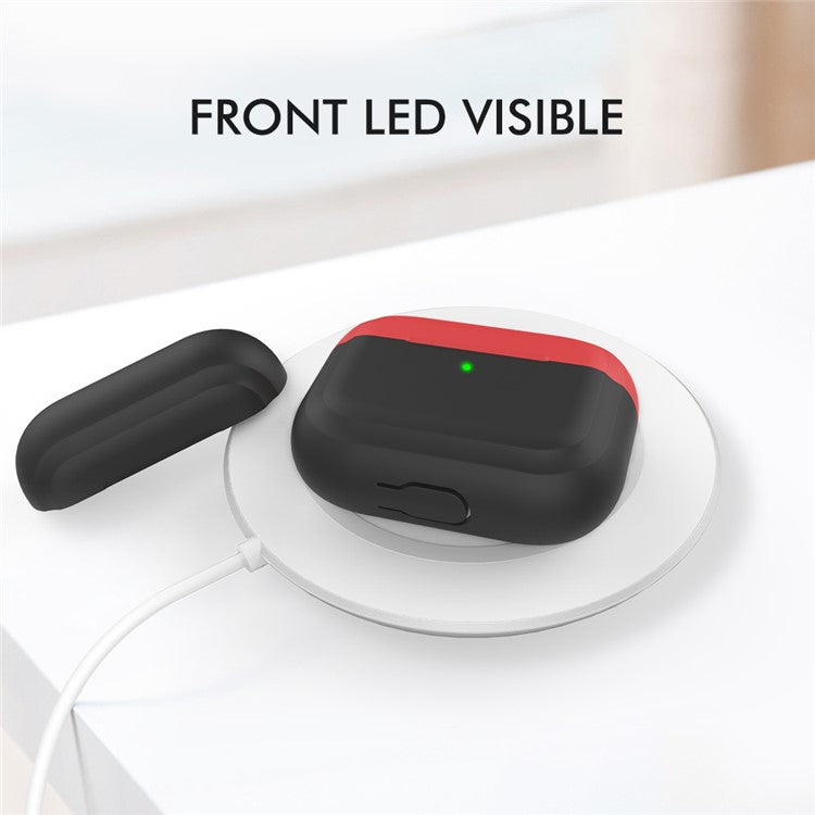 AHASTYLE PT-P2 For AirPods with Wireless Charging Case (2019) / AirPods with Charging Case (2019) / (2016) Splittable Silicone Cover - Black+Red