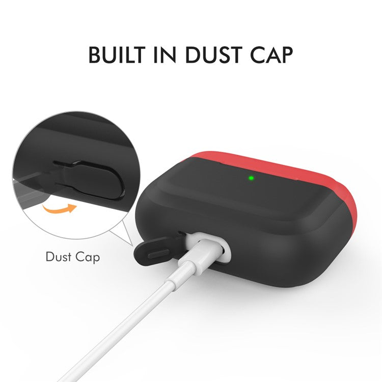 AHASTYLE PT-P2 For AirPods with Wireless Charging Case (2019) / AirPods with Charging Case (2019) / (2016) Splittable Silicone Cover - Black+Red