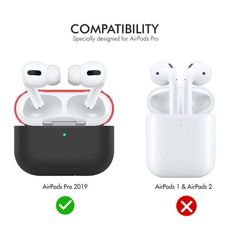 AHASTYLE PT-P2 For AirPods with Wireless Charging Case (2019) / AirPods with Charging Case (2019) / (2016) Splittable Silicone Cover - Black+Red