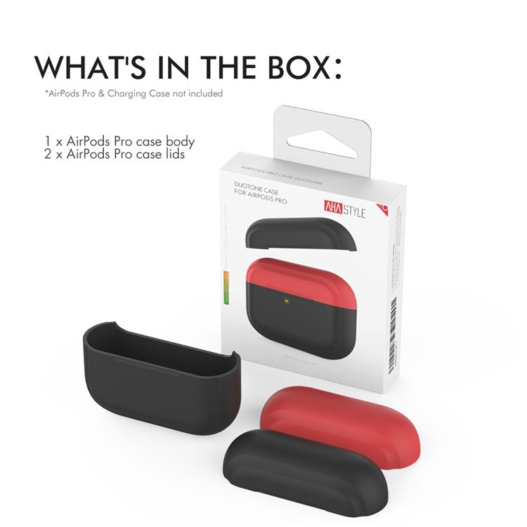 AHASTYLE PT-P2 For AirPods with Wireless Charging Case (2019) / AirPods with Charging Case (2019) / (2016) Splittable Silicone Cover - Black+Red