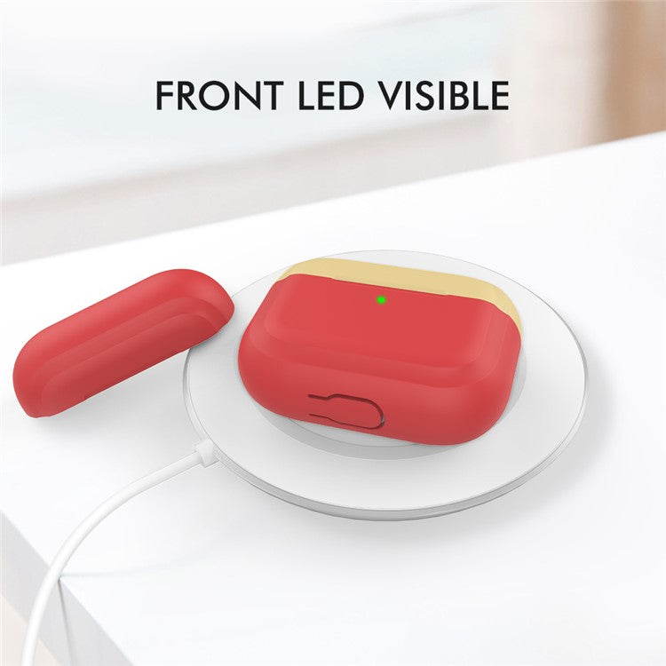 AHASTYLE PT-P2 For AirPods with Wireless Charging Case (2019) / AirPods with Charging Case (2019) / (2016) Splittable Silicone Cover - Red+Yellow