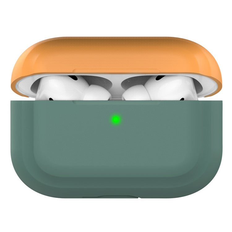 AHASTYLE PT-P2 For AirPods with Wireless Charging Case (2019) / AirPods with Charging Case (2019) / (2016) Splittable Silicone  - Pine Needle Green+Orange