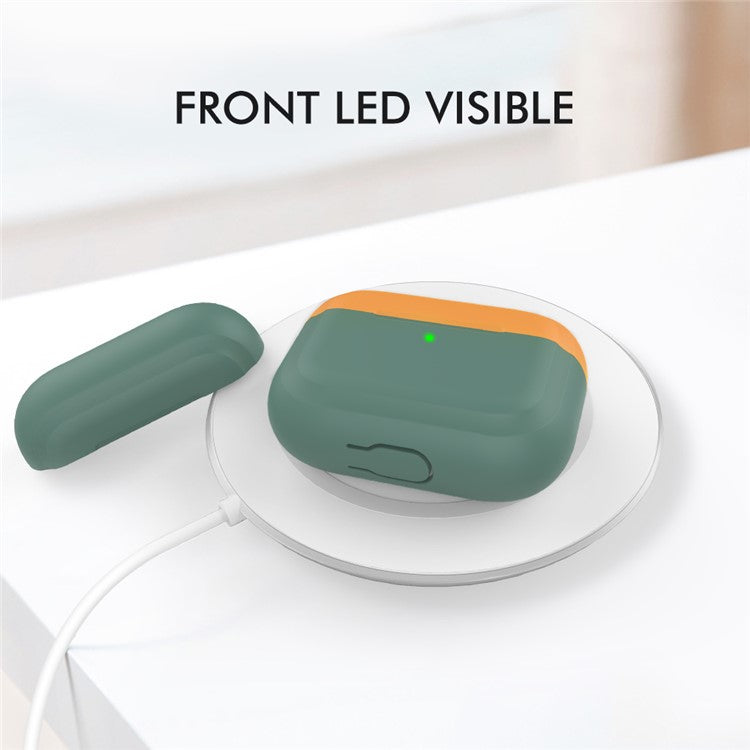 AHASTYLE PT-P2 For AirPods with Wireless Charging Case (2019) / AirPods with Charging Case (2019) / (2016) Splittable Silicone  - Pine Needle Green+Orange