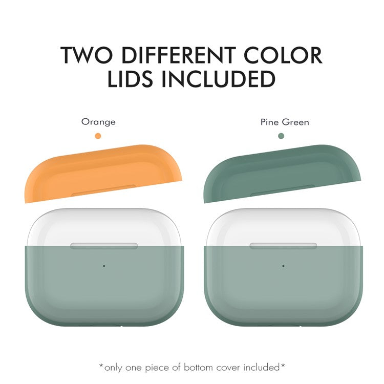 AHASTYLE PT-P2 For AirPods with Wireless Charging Case (2019) / AirPods with Charging Case (2019) / (2016) Splittable Silicone  - Pine Needle Green+Orange