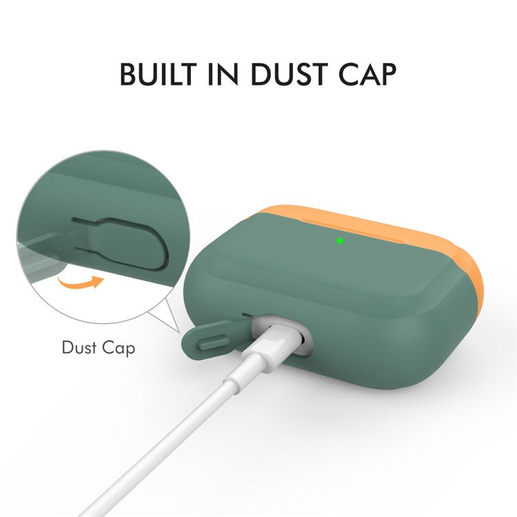 AHASTYLE PT-P2 For AirPods with Wireless Charging Case (2019) / AirPods with Charging Case (2019) / (2016) Splittable Silicone  - Pine Needle Green+Orange