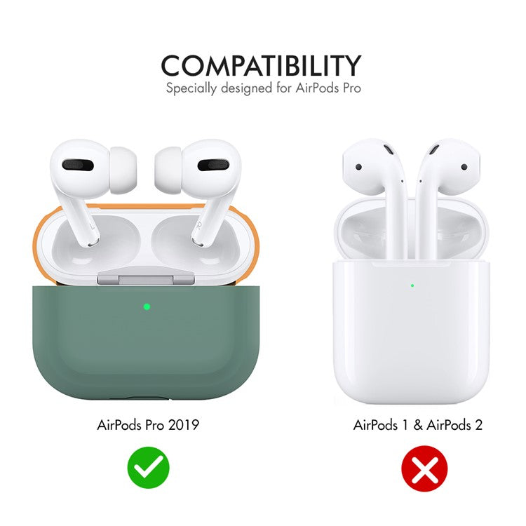 AHASTYLE PT-P2 For AirPods with Wireless Charging Case (2019) / AirPods with Charging Case (2019) / (2016) Splittable Silicone  - Pine Needle Green+Orange