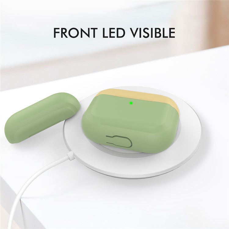 AHASTYLE PT-P2 For AirPods with Wireless Charging Case (2019) / AirPods with Charging Case (2019) / (2016) Splittable Silicone Cove - Avocado Green+Yellow