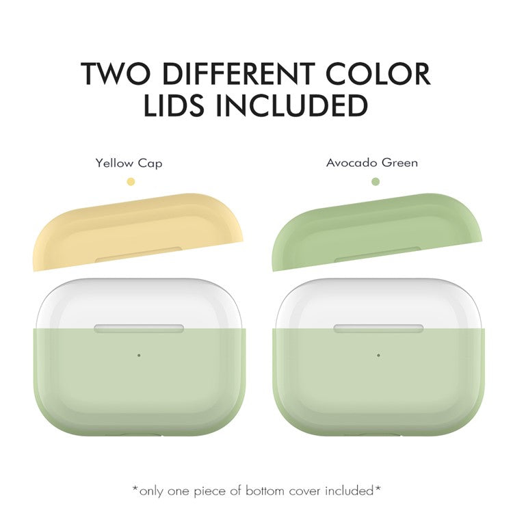 AHASTYLE PT-P2 For AirPods with Wireless Charging Case (2019) / AirPods with Charging Case (2019) / (2016) Splittable Silicone Cove - Avocado Green+Yellow