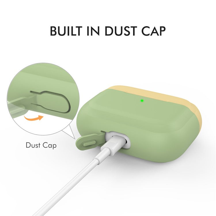 AHASTYLE PT-P2 For AirPods with Wireless Charging Case (2019) / AirPods with Charging Case (2019) / (2016) Splittable Silicone Cove - Avocado Green+Yellow