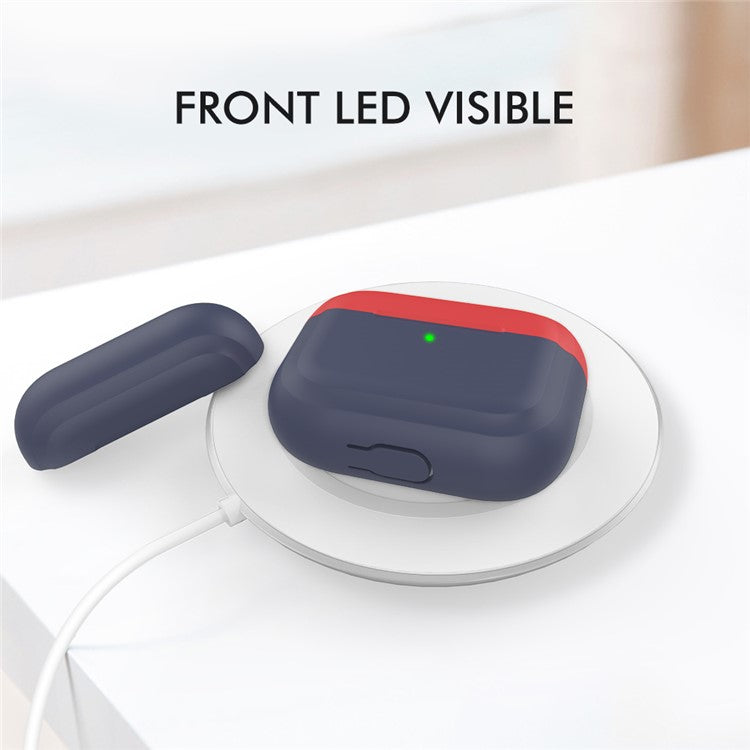 AHASTYLE PT-P2 For AirPods with Wireless Charging Case (2019) / AirPods with Charging Case (2019) / (2016) Splittable Silicone Cover - Midnight Blue+Red