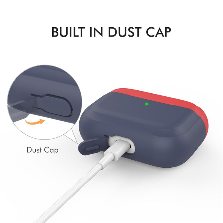 AHASTYLE PT-P2 For AirPods with Wireless Charging Case (2019) / AirPods with Charging Case (2019) / (2016) Splittable Silicone Cover - Midnight Blue+Red