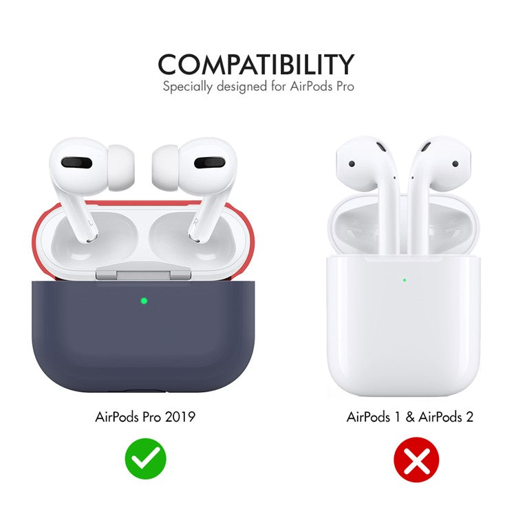 AHASTYLE PT-P2 For AirPods with Wireless Charging Case (2019) / AirPods with Charging Case (2019) / (2016) Splittable Silicone Cover - Midnight Blue+Red