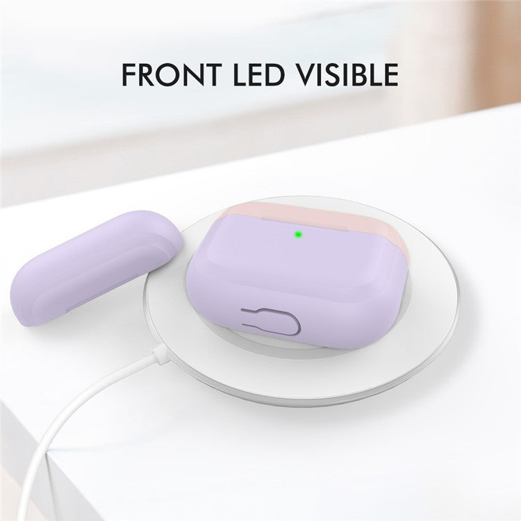 AHASTYLE PT-P2 For AirPods with Wireless Charging Case (2019) / AirPods with Charging Case (2019) / (2016) Splittable Silicone Cover - Purple+Pink